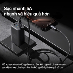 Dây cáp sạc lightning cho iphone Rockspace Z28 sạc nhanh dây dù siêu bền BH 12 tháng