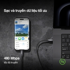 Dây cáp sạc lightning cho iphone Rockspace Z28 sạc nhanh dây dù siêu bền BH 12 tháng