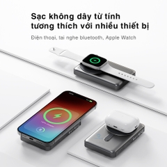 Pin sạc dự phòng không dây sạc nhanh PD 20W magsafe Rockspace 10.000mAh P50 5-in-1 tích hợp cáp sạc