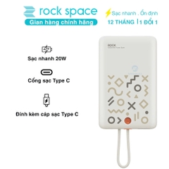 Pin sạc dự phòng sạc nhanh PD 20W Rockspace P28 10.000 mAh Magnetic PD tích hợp cáp sạc nhanh