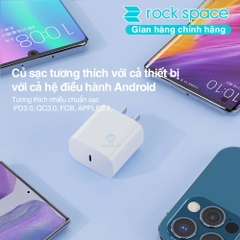 Bộ Sạc nhanh 20W Rockspace T18 hàng chính hãng bảo hành 12 tháng 1 đổi 1