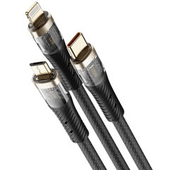 Dây cáp sạc nhanh 3 trong 1 Rockspace G20 dây dù chống rối sạc cùng lúc 3 thiết bị BH 12 tháng