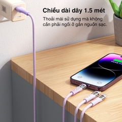 Dây cáp sạc nhanh 3 trong 1 Rockspace G20 dây dù chống rối sạc cùng lúc 3 thiết bị BH 12 tháng