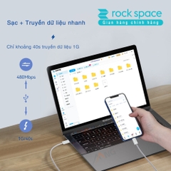 Dây cáp sạc nhanh iphone Rockspace Z20 PD 20W  sạc nhanh hỗ trợ truyền dữ liệu bảo hành 1 năm