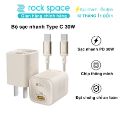 Bộ củ cáp sạc nhanh typeC 30W ROCK Ice²Cube hàng chính hãng Rockspace BH 12 tháng