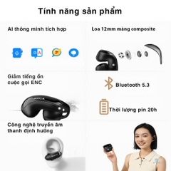 Tai nghe AI bluetooth không dây kẹp tai ROCKSPACE EB200 TWS Smart Earphones hàng chính hãng có BH