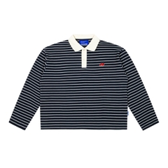 Striped Long Sleeve Boxy Polo Shirt