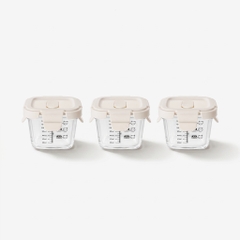 Bộ ba hộp thủy tinh bảo quản thực phẩm cho bé Elmich BabyCare EL0027, hình vuông, dung tích 160ml