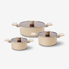 Bộ nồi chống dính ceramic Elmich Daily Mocha EL5248MC01-18, 20, 24cm