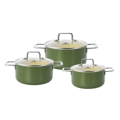 Bộ nồi chống dính ceramic Elmich Daily Olive 18,20,24 cm