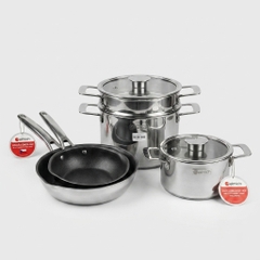 Bộ nồi Inox liền khối Elmich Hera EL-8134IN size 18, nồi hấp 22 chảo 20, 26cm