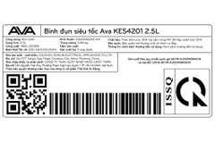 Bình đun siêu tốc AVA 2.5 lít KES4201