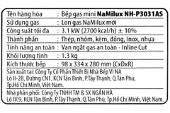 Bếp ga mini Namilux NH-P3031AS