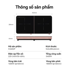 Bếp từ đôi FUJIHOME IC2602P 3400W