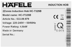 Bếp từ đôi âm Hafele HC-I7325B (533.09.979) 4600W