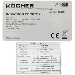 Bếp từ hồng ngoại âm Kocher EI-355 5900W