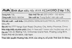 Bình đun siêu tốc AVA 1.5 lít KES4139D