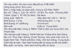 Bình đun siêu tốc BlueStone 1.7 lít KTB-3468