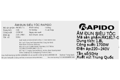 Bình đun siêu tốc Rapido 1.8 lít RK1817-G