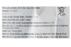 Bình đun siêu tốc Delites 1.5 lít ST15S01