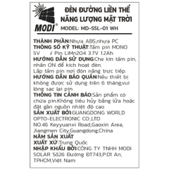 Đèn cắm cỏ năng lượng mặt trời Modi MD-SSL-01 WH
