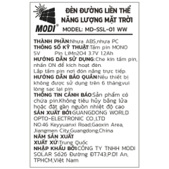 Đèn cắm cỏ năng lượng mặt trời Modi MD-SSL-01 WW