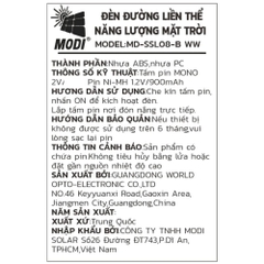 Đèn cắm cỏ năng lượng mặt trời Modi MD-SSL08-B WW