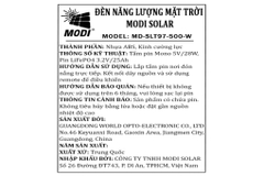 Đèn đường liền thể năng lượng mặt trời Modi MD-SLT97-500-W