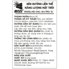 Đèn hắt tường năng lượng mặt trời Modi MD-SWL-W4 PRO 3C