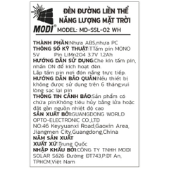 Đèn năng lượng mặt trời đa năng Modi MD-SSL-02 WH