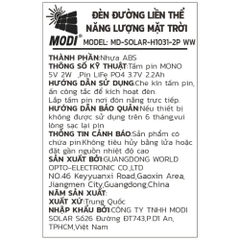 Đèn năng lượng mặt trời đa năng Modi MD-SOLAR-H1031-2P WW