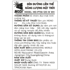 Đèn pha năng lượng mặt trời Modi MD-PT58-120-W WH