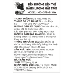 Đèn trụ cổng năng lượng mặt trời Modi MD-GFB-B WW