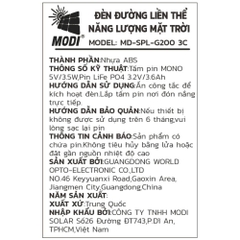 Đèn trụ cổng năng lượng mặt trời Modi MD-SPL-G200 3C