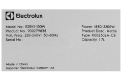 Bình đun siêu tốc Electrolux 1.7 lít E2EK1-100W