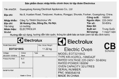 Lò nướng Electrolux EOT3218XG 32 lít