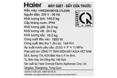 Máy giặt sấy Haier L+ Inverter giặt 24 kg - sấy 16 kg HWD240-BD12LU1L(GN)