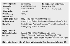 Lò vi sóng có nướng Sharp R-G2545FBC-BK 25 lít