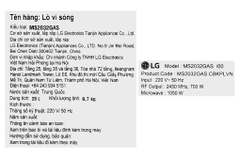 Lò vi sóng LG MS2032GAS 20 lít