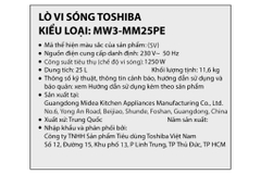 Lò vi sóng Toshiba MW3-MM25PE(SV) 25 lít