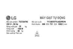 Máy giặt LG Inverter 25 kg TX2725AT9G