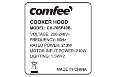 Máy hút mùi âm tủ Comfee CH-70SF49B