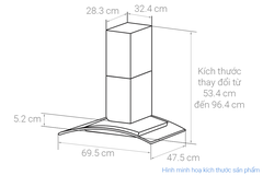 Máy hút mùi kính cong KAFF KF-GB107PB