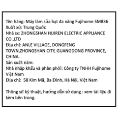 Máy làm sữa hạt đa năng Fujihome SM836