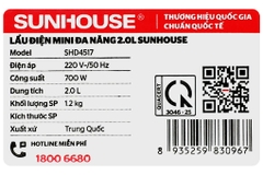 Nồi lẩu điện Sunhouse SHD4517 2 lít