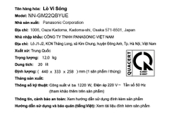 Lò vi sóng có nướng Panasonic NN-GM22QBYUE 20 lít