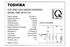 Cây nước nóng lạnh Toshiba RWF-W1917TV 650W