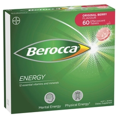 Viên Sủi Tăng Lực Berocca Energy (Vị Cam/ Chanh/ Dâu/ Xoài và Cam) Effervescent 60 Viên