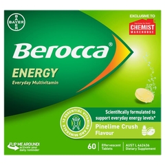 Viên Sủi Tăng Lực Berocca Energy (Vị Cam/ Chanh/ Dâu/ Xoài và Cam) Effervescent 60 Viên