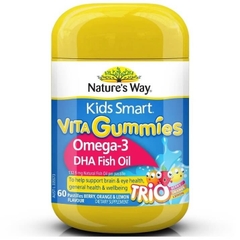 Kẹo Dẻo DHA & Omega 3 Trẻ Em Nature's Way Kids Smart Vita Gummies Omega Fish Oil 60 Pastilles Improved Formula
